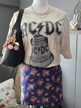 Forever 21 Floral Denim Mini Skirt